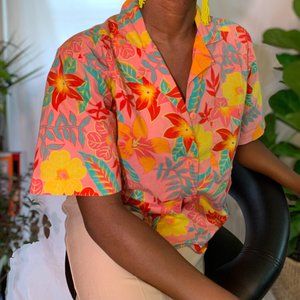 Karen Scott, Pink Tropic Floral Shir
